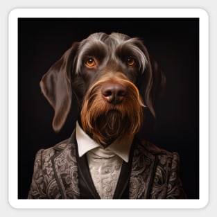 German Wirehaired Pointer Dog in Suit Sticker